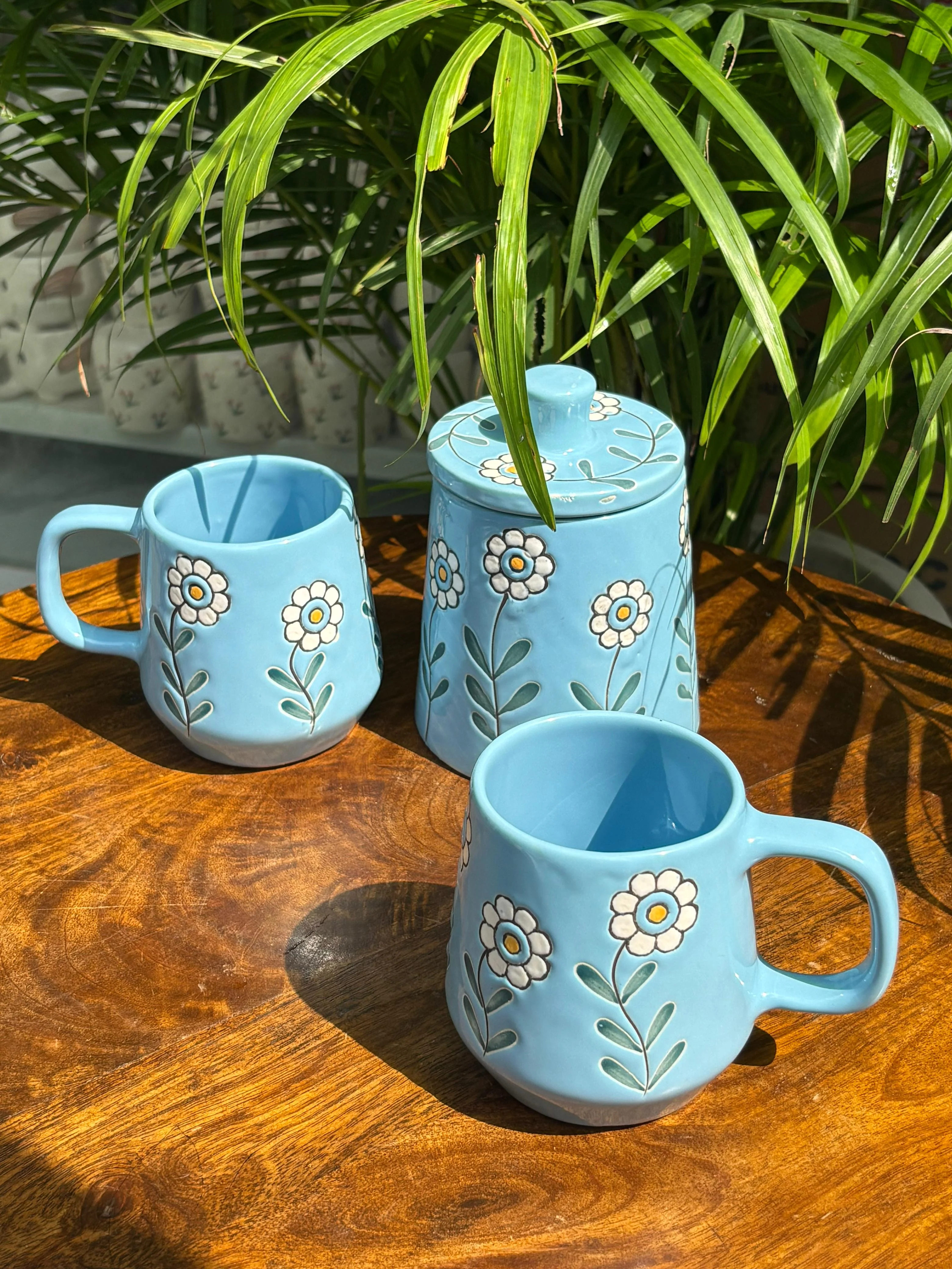 Bloom Blue Mugs & Jar Combo Set (Set of 3) - Image 3