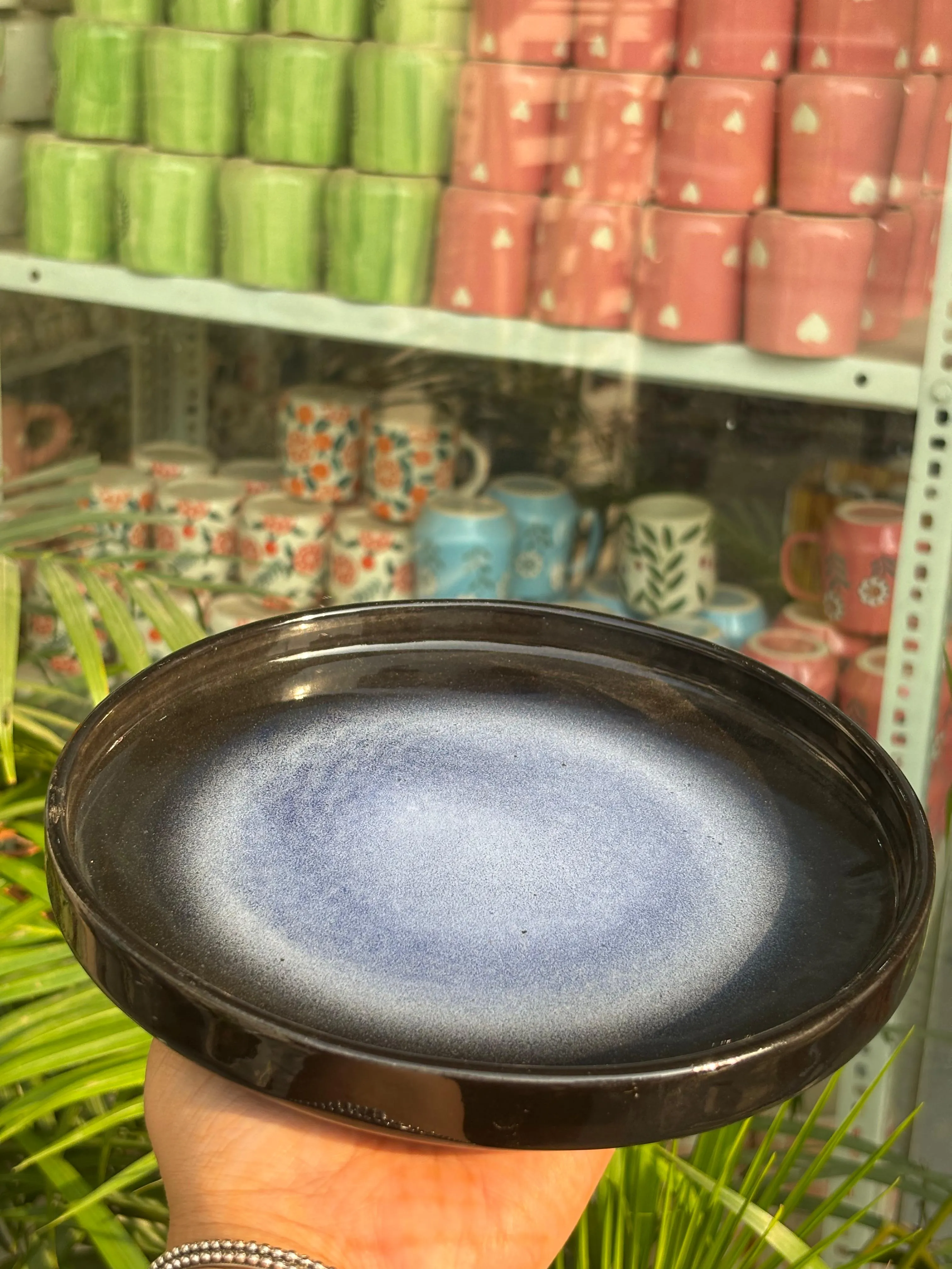 Blue & Black Glaze Snack Plate/Platter - Image 3