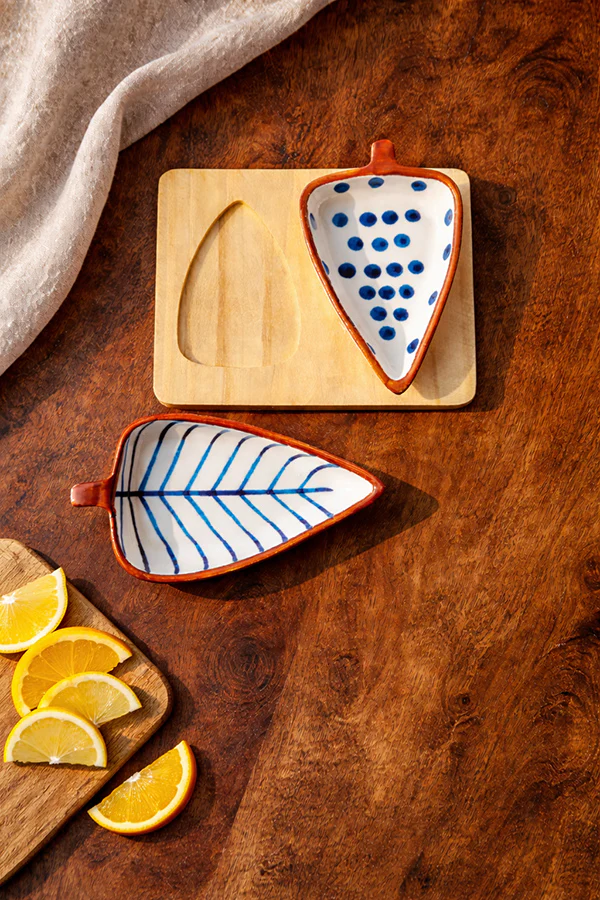 Blue Fern Leaf Platter Set (Set of 3) - Image 4