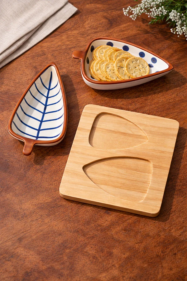 Blue Fern Leaf Platter Set (Set of 3) - Image 5