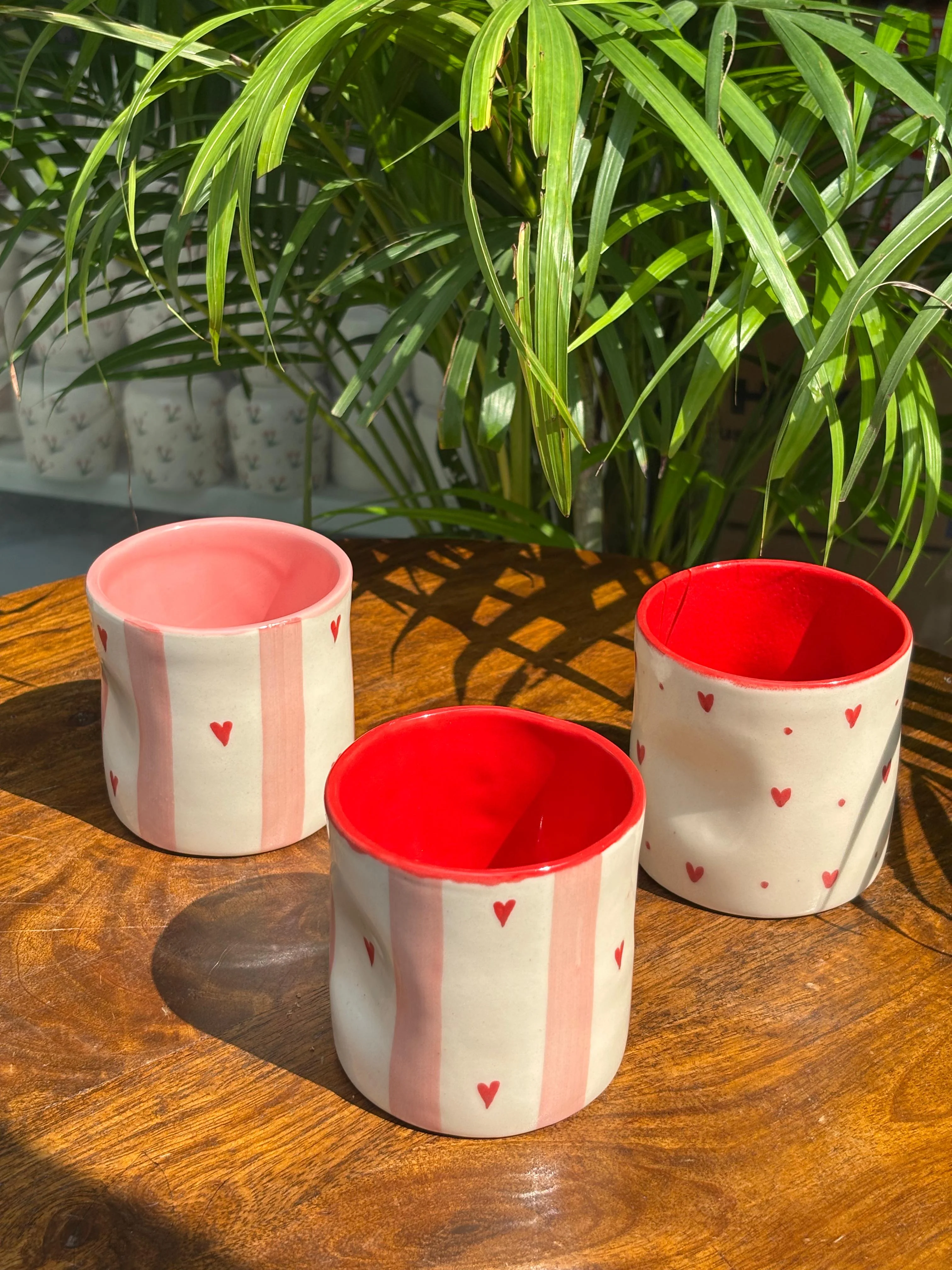 Blush of Hearts Candle Jars/ Water Glasses Combo (Set of 3) - Image 3