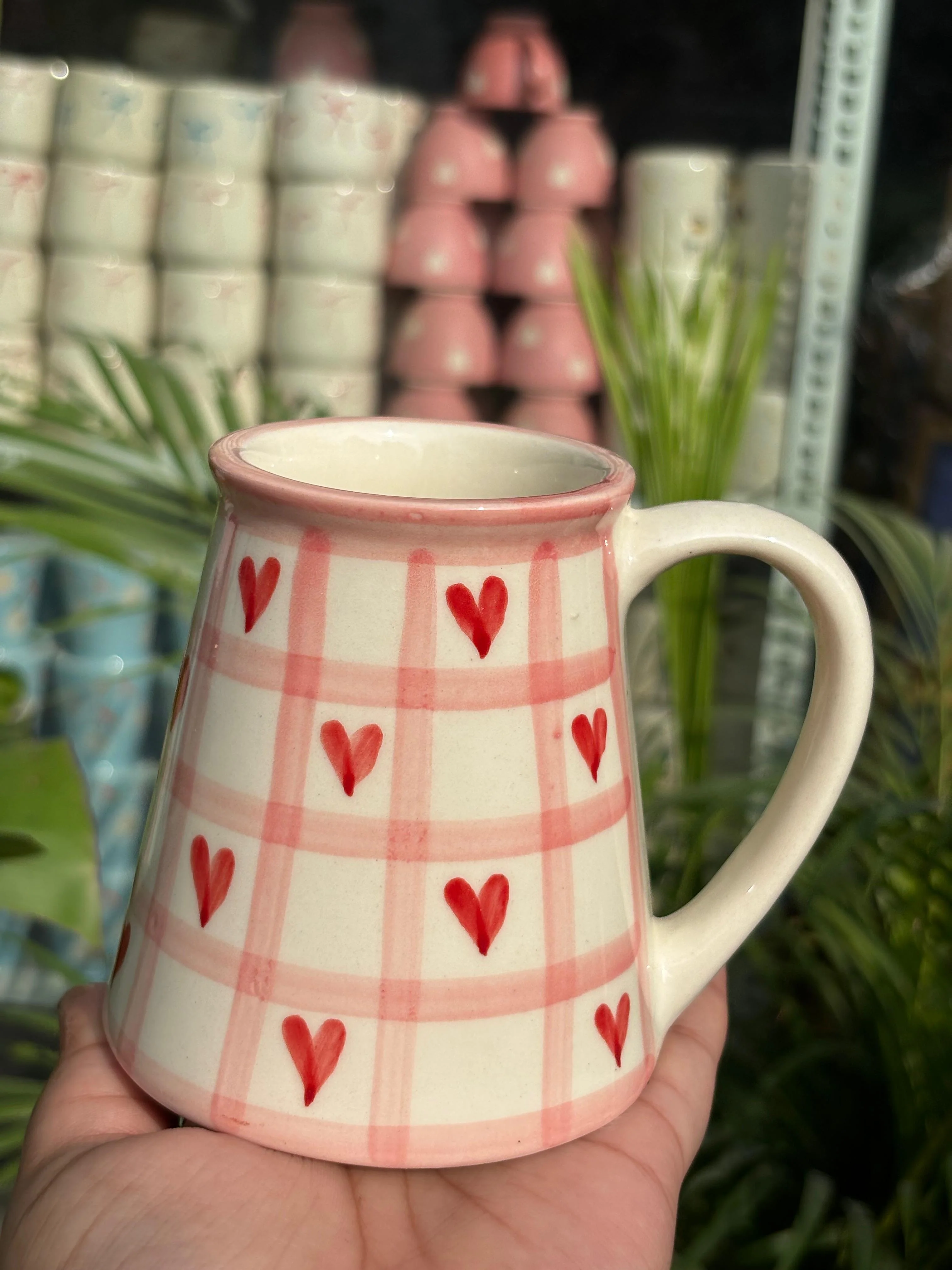 Crimson Check Heart Coffee Mug - Image 2