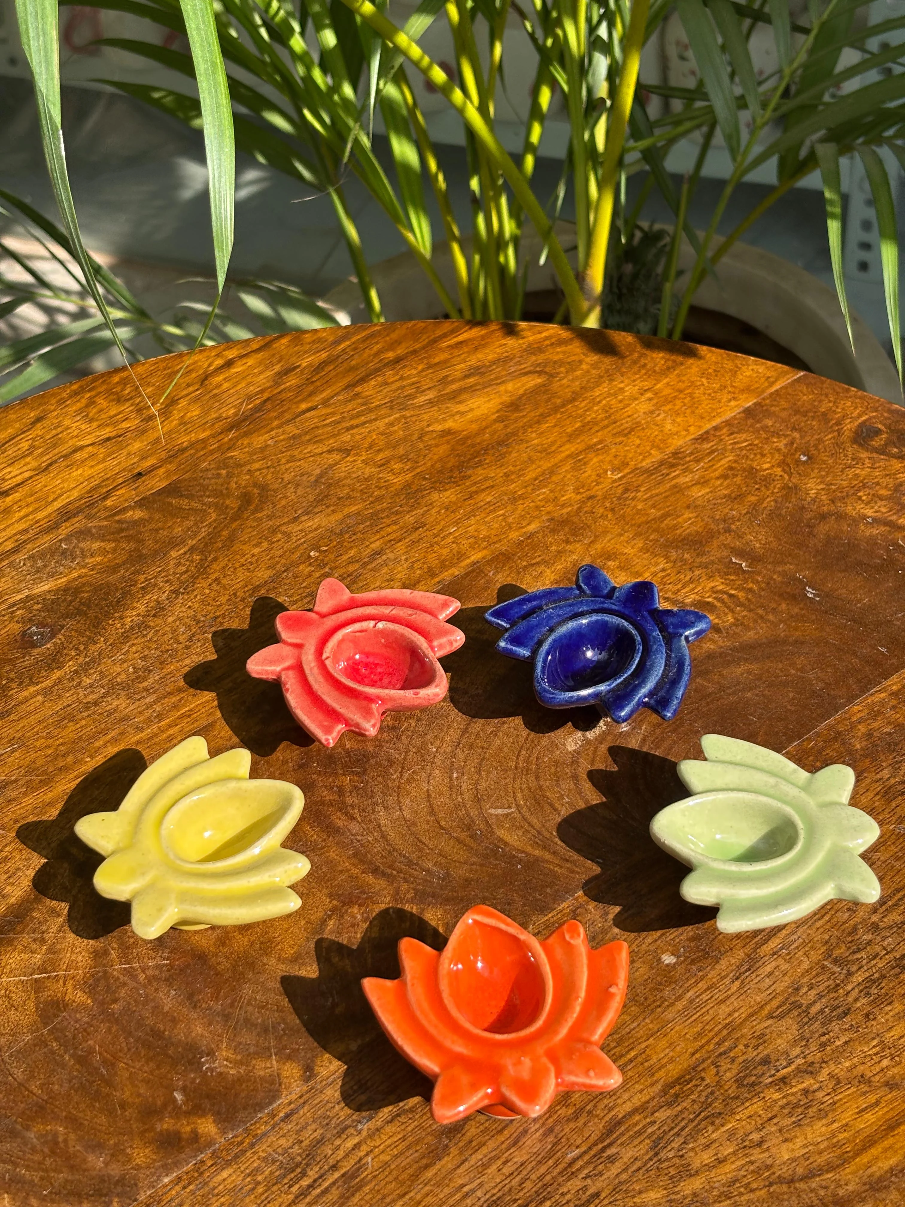 Divine Lotus Diya Set (Set of 5 Assorted Colors) - Image 6