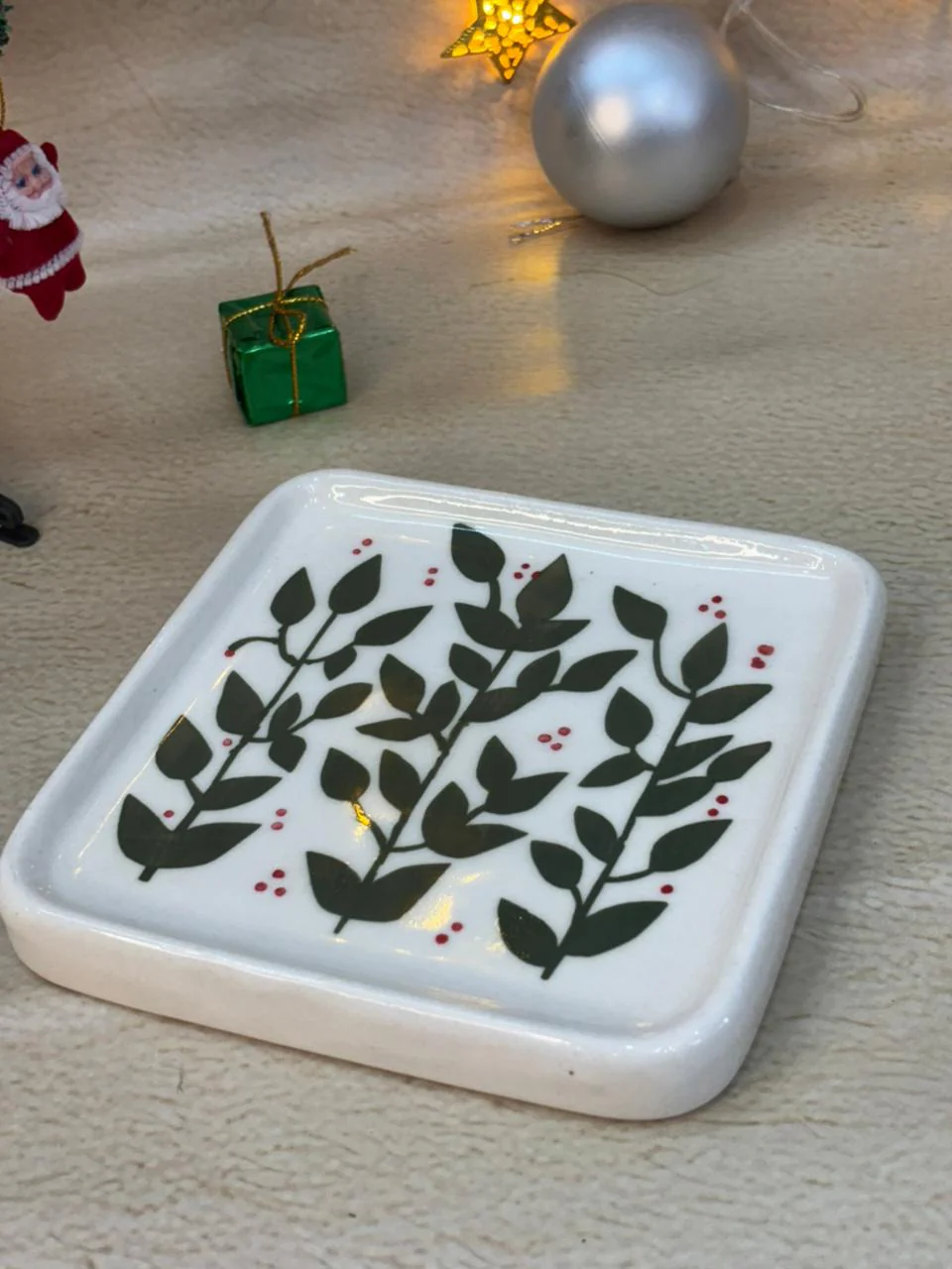 Festive Leaves Coffee Mug & Snack Plate Set (Set of 2) - Image 3