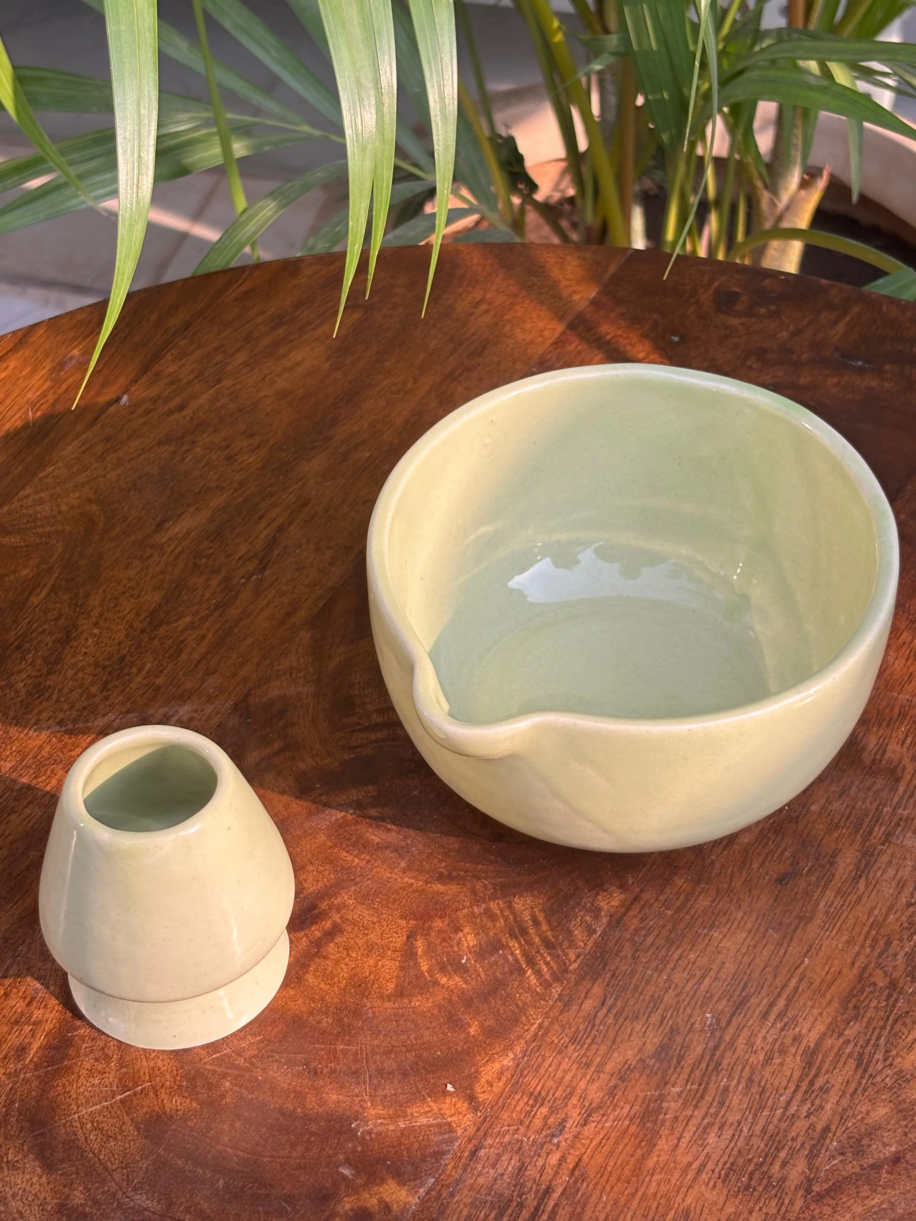 Pearl Mist Matcha Bowl & Whisk Holder Set - Image 5