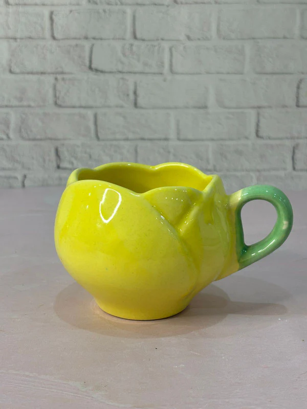 Yellow Lotus Coffee Mug with Saucer - Image 3