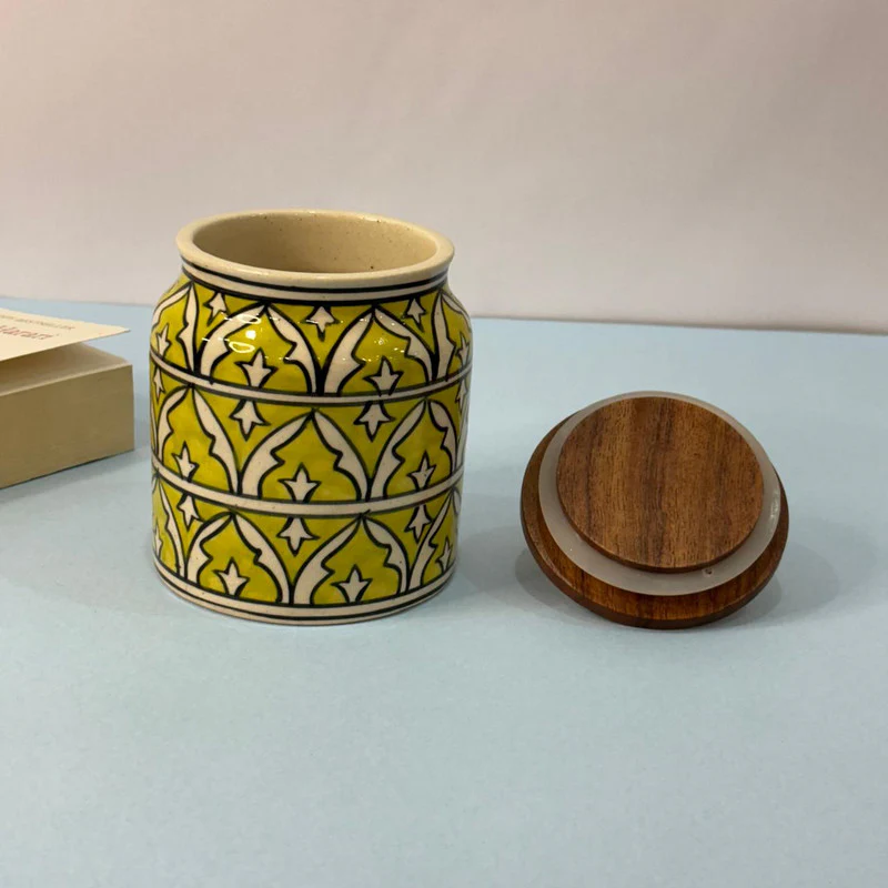 Yellow Multi Floral Medium Size Air-tight Jar - Image 3