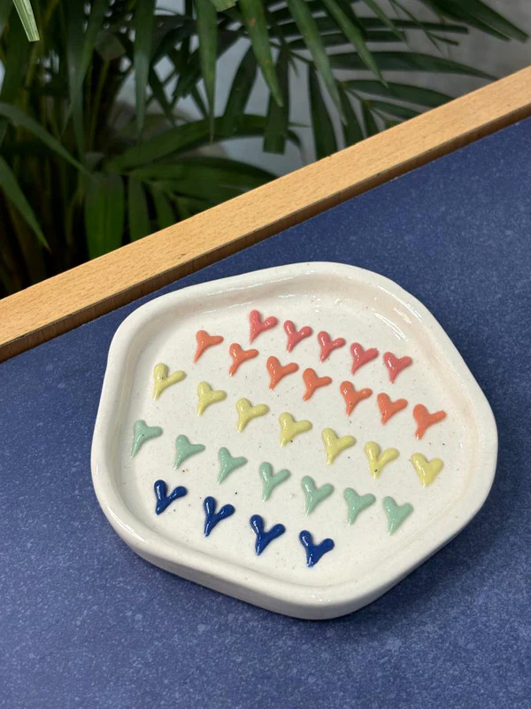 Colorful 3D Heart Coffee Mug with Saucer - Image 3