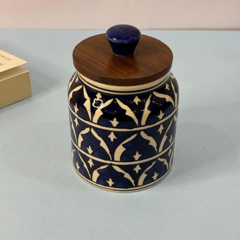 Blue Multi Floral Medium Size Air-tight Jar - Image 2
