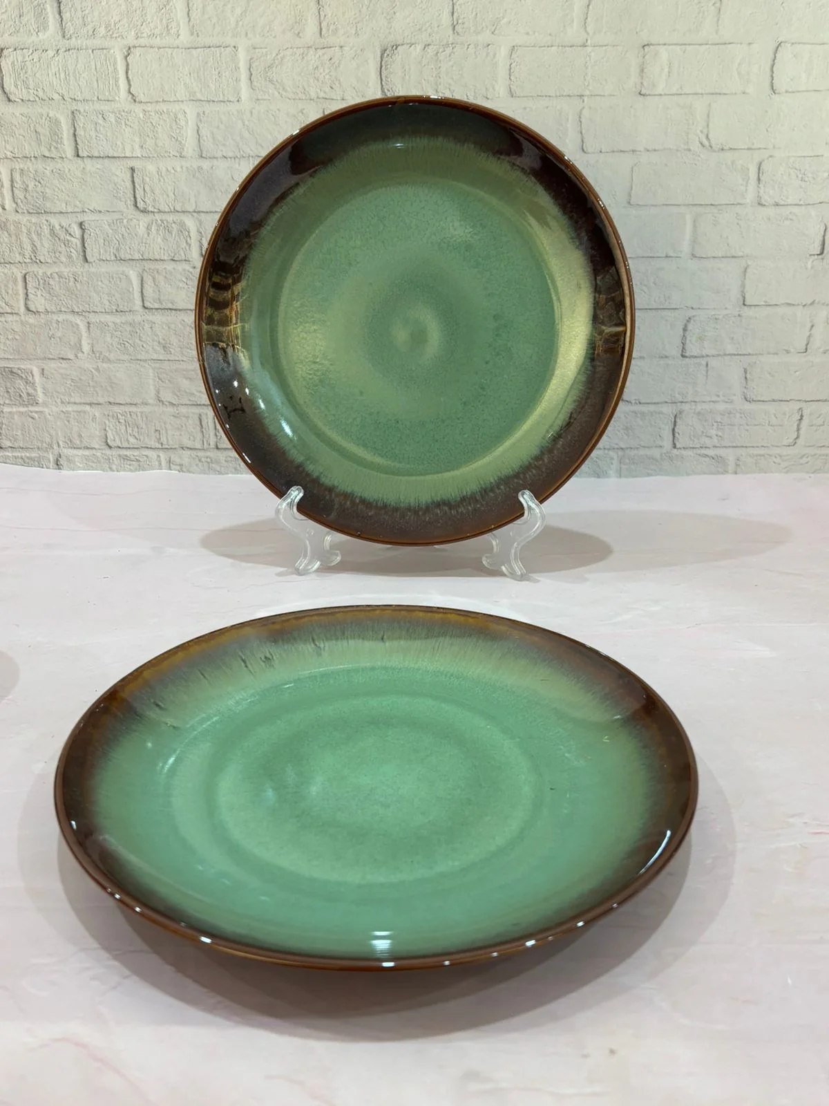 Brown Green Glaze Dinner Set (Set of 6) - Image 2