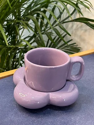 Purple Cloud Coffee Mug with Saucer - Image 3