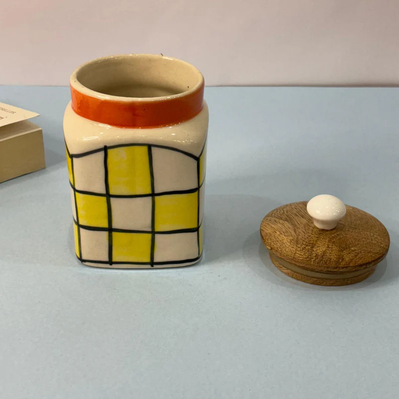 Yellow White Checkered Air-tight Jar - Image 5