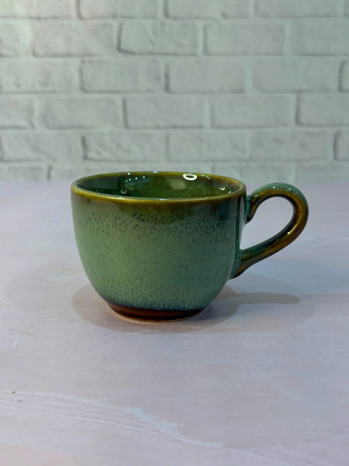 Brown-Green Glaze Tea Cups (Set of 2)