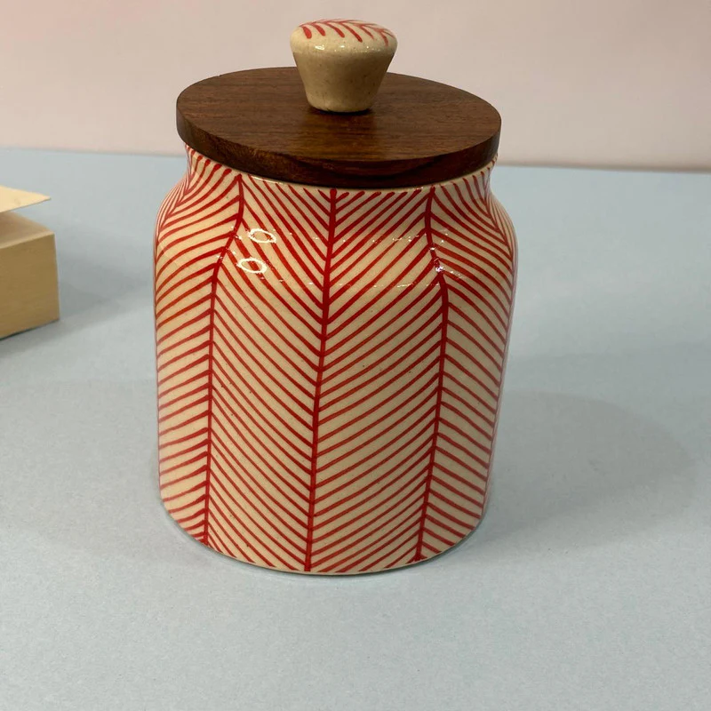 Red Lines Pattern Air-tight Jar - Image 4