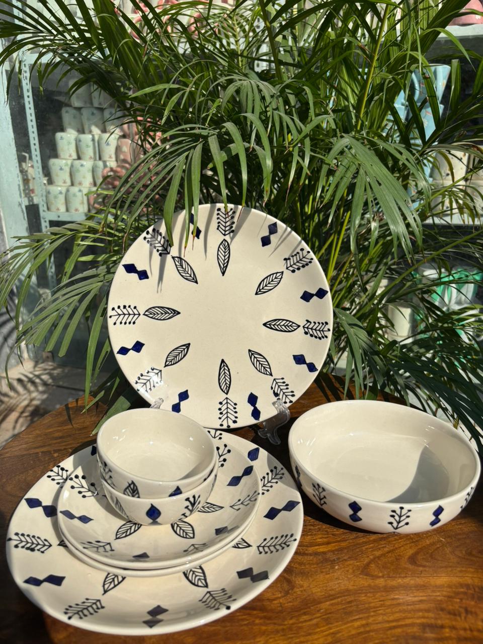 Royal Indigo Handcrafted Premium Dinner Set (Set of 7) - Image 4