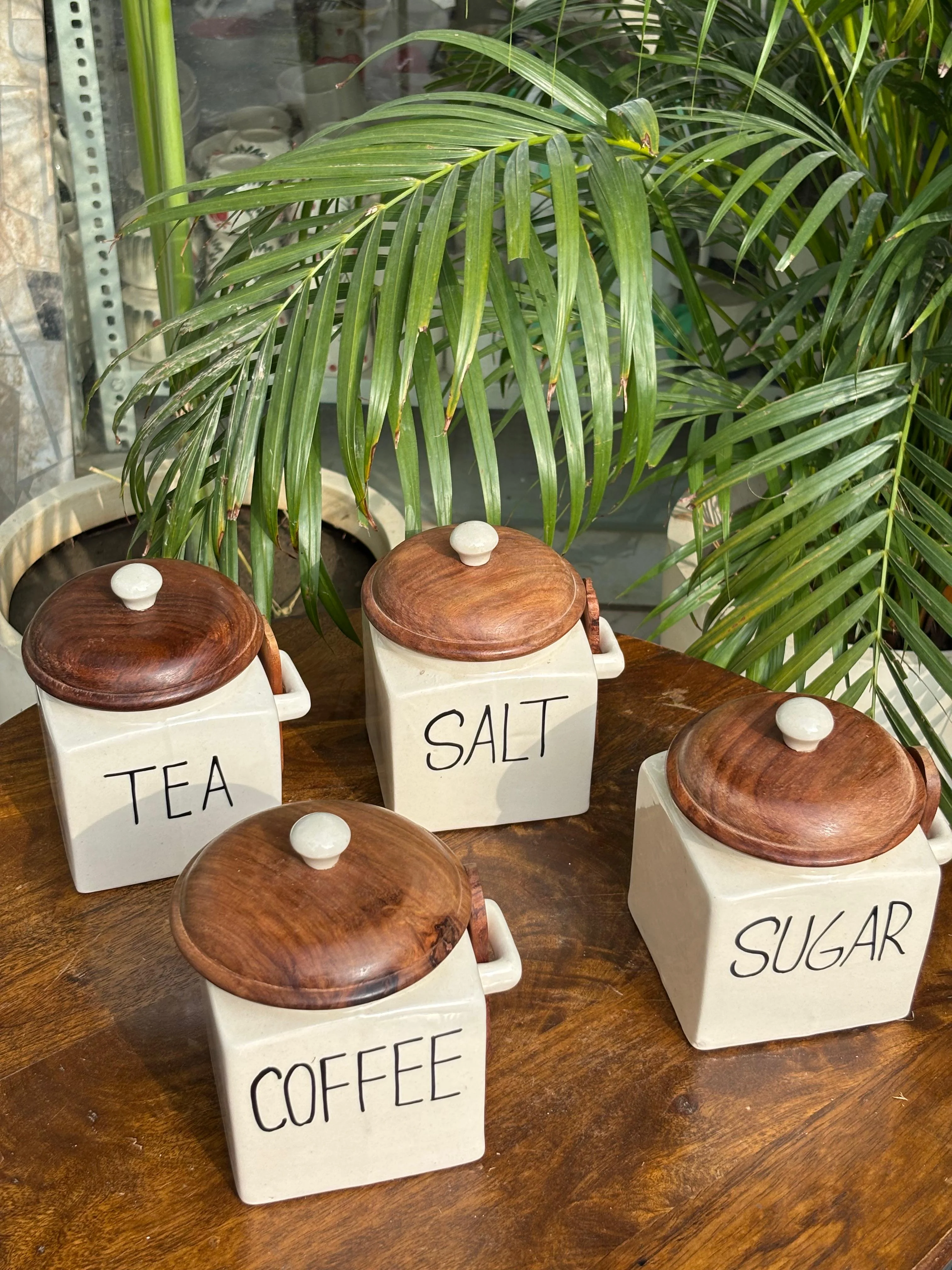 Tea, Coffee, Sugar & Salt Airtight Jar Combo Set (Set of 4)